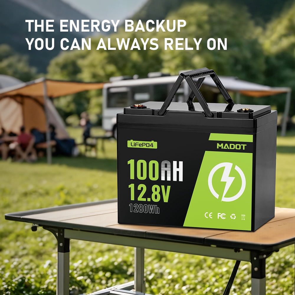 12V 100Ah LiFePO4 Lithium Battery, BCI Group 24 Deep Cycle Solar Battery with Low-Temp Protection, 100A BMS, 1280Wh, 15000 Cycles for RV, Marine, Trolling Motor,, Solar Use