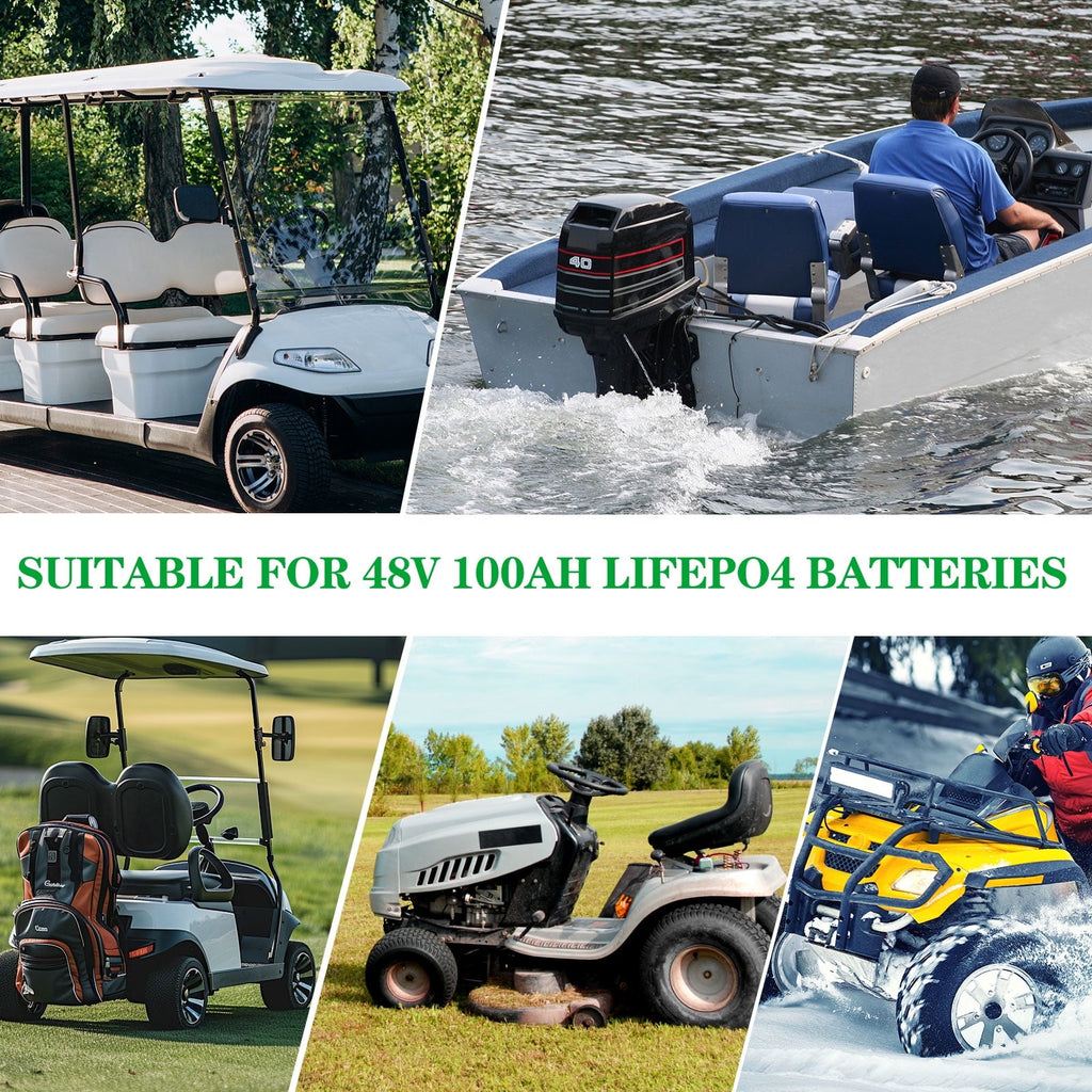 48V 100Ah Lithium Golf Cart Battery with Charger, Touch Monitor & Mobile APP, Built-in 200A BMS, Perfect for Golf Cart, RV, Solar