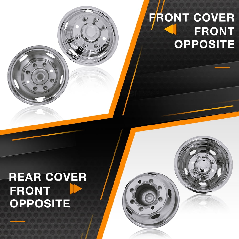 17 Inch 8 Lugs 5 Hand Holes Stainless Steel Wheel Simulators for 2011-2021 Chevy GMC 3500 Dually Wheel Truck