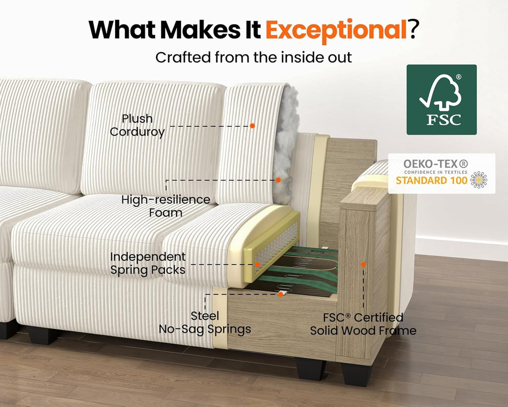 CHIC HOUSE Pull Out Sofa Bed Couch Queen Size with Mattress USB, Convertible Sleeper Sofa Loveseat for Small Spaces RV, Corduroy Pull Out Couch Bed for Living Room with Cup Holders LED Lights, Beige