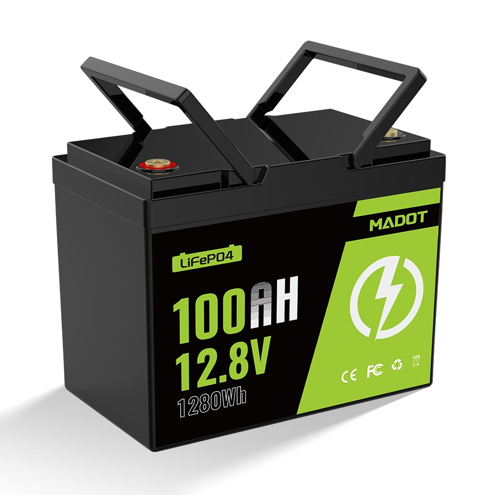 12V 100Ah LiFePO4 Lithium Battery, BCI Group 24 Deep Cycle Solar Battery with Low-Temp Protection, 100A BMS, 1280Wh, 15000 Cycles for RV, Marine, Trolling Motor,, Solar Use