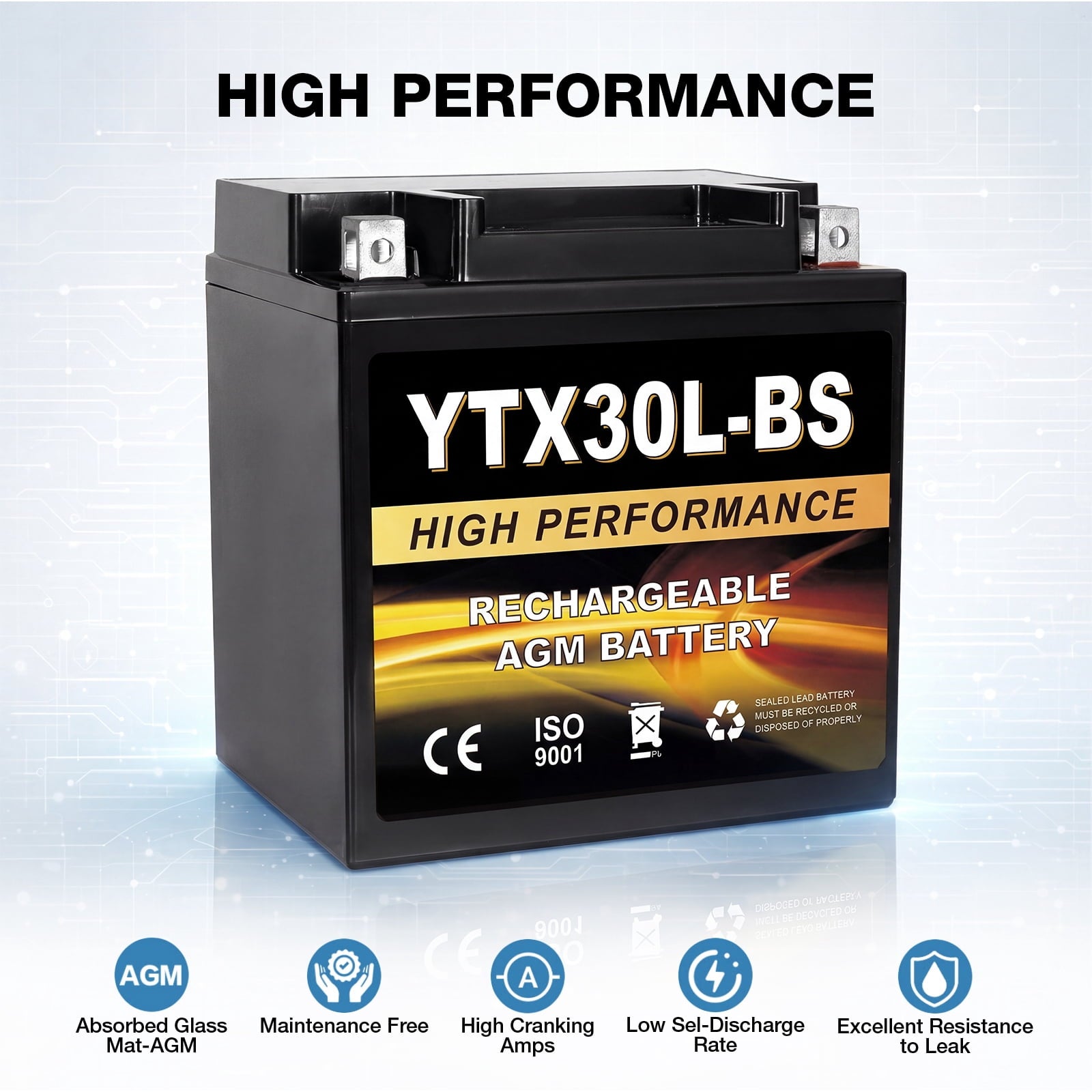 Anlibatt YTX20HL-BS Motorcycle Battery 12V 18Ah 300CCA Rechargeable Sealed Batteries Powersport Replacement for ATV, Scooter, Jet ski, Dirt Bike