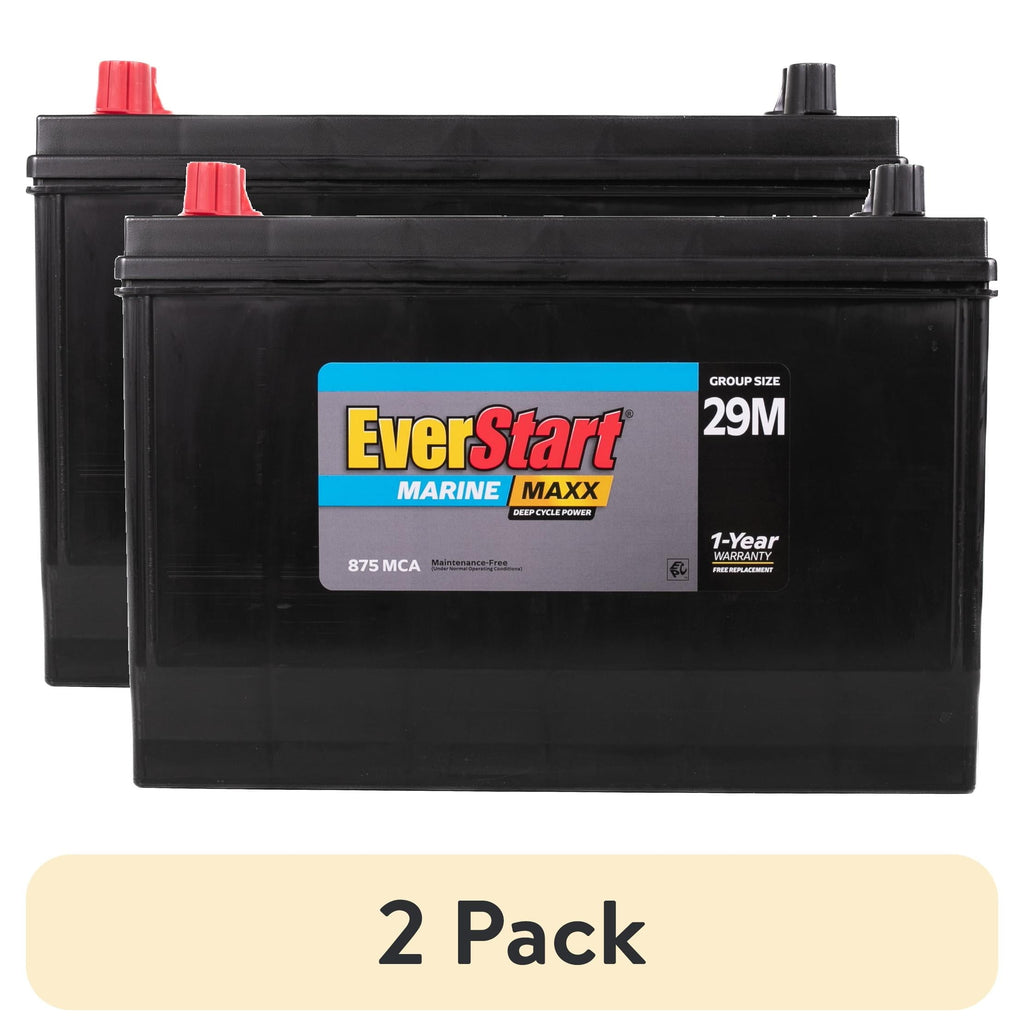 (2 pack) EverStart Maxx Lead Acid Marine & RV Deep Cycle Battery, Group Size 29DC - 12 Volt - 845 Marine Cranking Amps