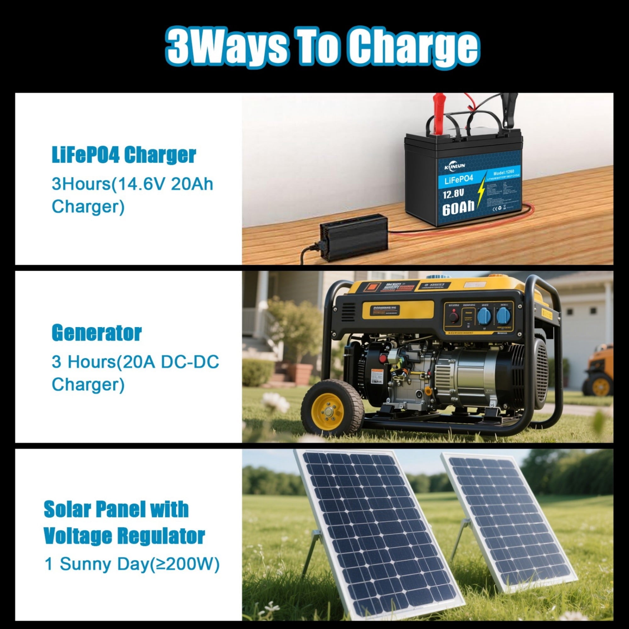 12V 60Ah LiFePO4 Lithium Battery, Deep Cycle, Perfect for RV, Off-grid