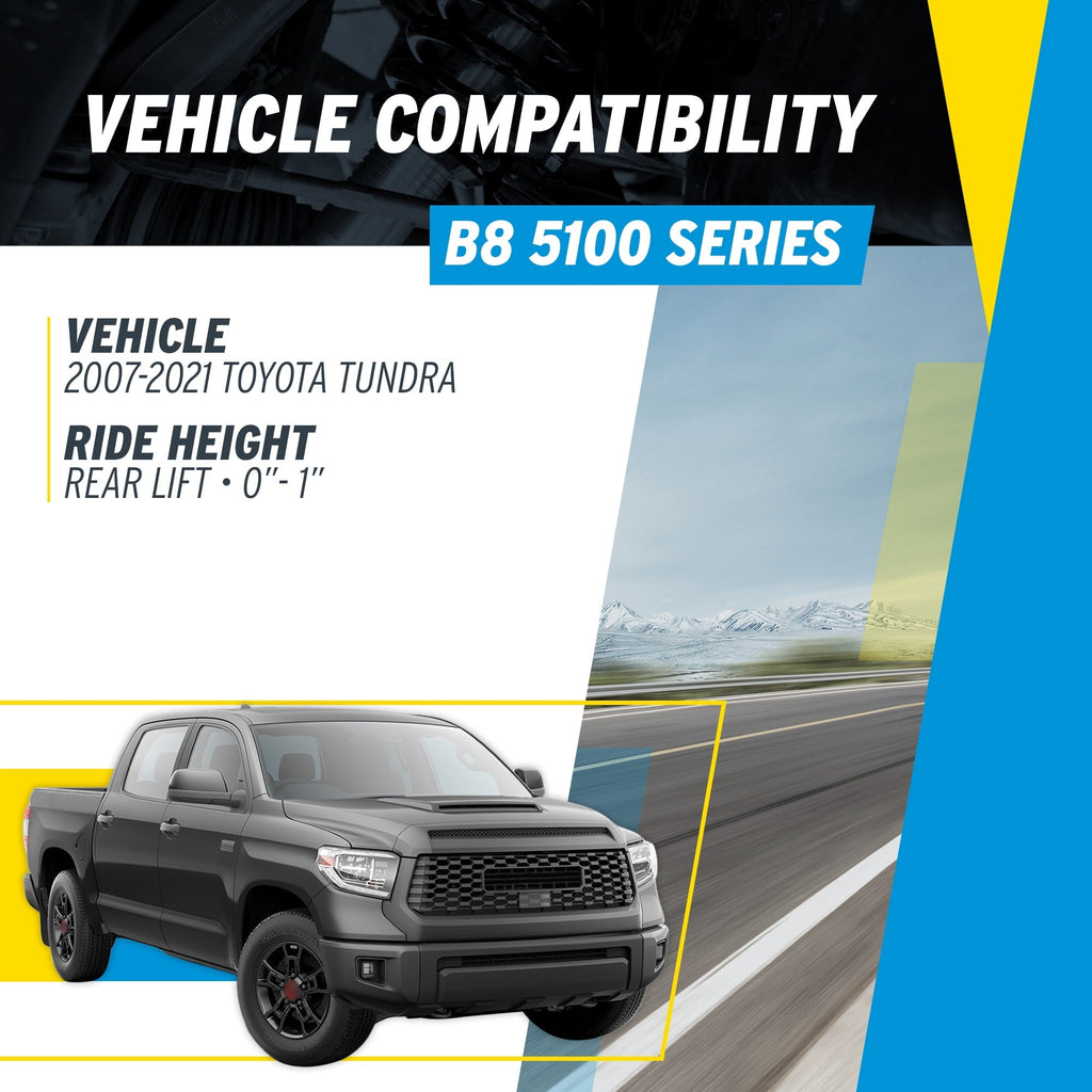 Bilstein Set of Front and Rear B8 5100 Series Shocks Compatible with 2007-2021 Tundra with 0-1 Rear Lift | Provides 0.875-2.3 Front Lift