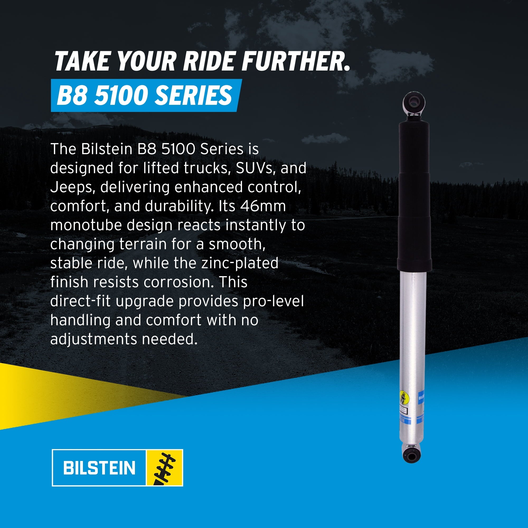 Bilstein Set of Front and Rear B8 5100 Series Shocks Compatible with 2011-2025 Silverado / Sierra 2500 / 3500 HD with 1.5 Front & 0-1 Rear Lift