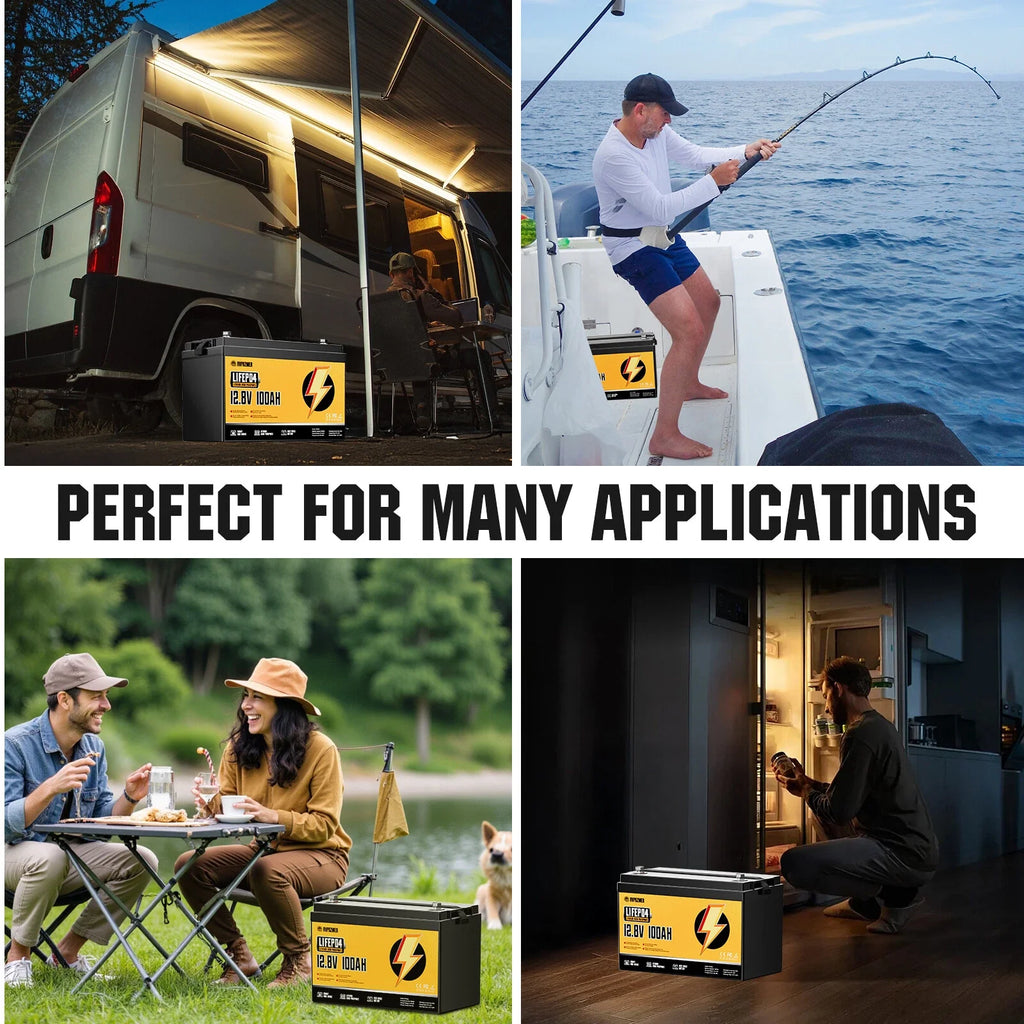 RVPOZWER 12V 100Ah LiFePO4 Lithium Battery, Built-in 120A BMS, 15000+ Deep Cycles, Group 31 Size for RV, Marine, Trolling Motor, Solar and Off-Grid Backup Power