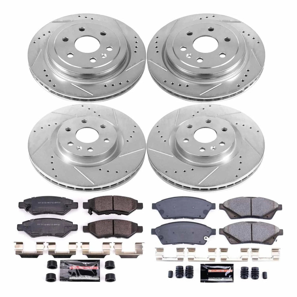 PowerStop Front and Rear Z23 Evolution Sport Carbon-Fiber Ceramic Brake Pad and Drilled & Slotted Rotor Kit Fits: CADILLAC SAAB Select Models K5546
