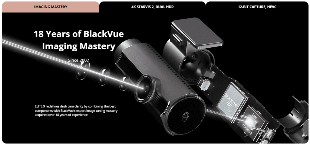 Blackvue Elite 9-2CH 4K + 2K Dashcam (2CH) Ultra-Low Power Parking Mode (64GB)