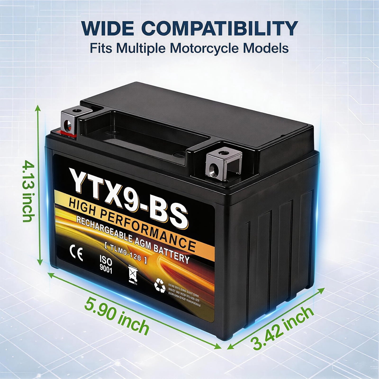 Anlibatt YTX20HL-BS Motorcycle Battery 12V 18Ah 300CCA Rechargeable Sealed Batteries Powersport Replacement for ATV, Scooter, Jet ski, Dirt Bike