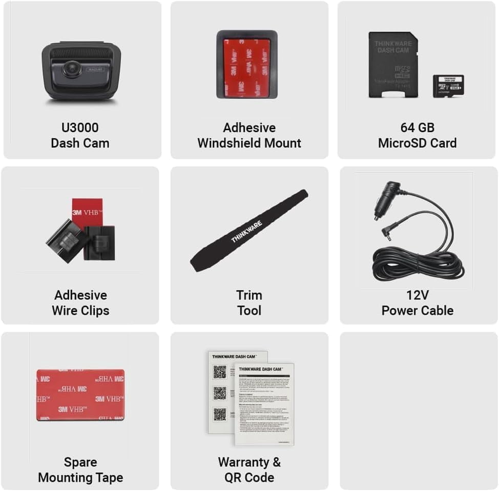 THINKWARE U3000 4K UHD Dual-Channel Dash Cam with Sony STARVIS 2.0, 64GB and OBD