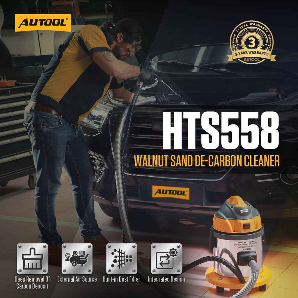 Autool HTS558 Walnut Blaster, 1200W Engine Intake Valve Carbon Cleaner, 13L Capacity with Extension Nozzle & Built-in Filter
