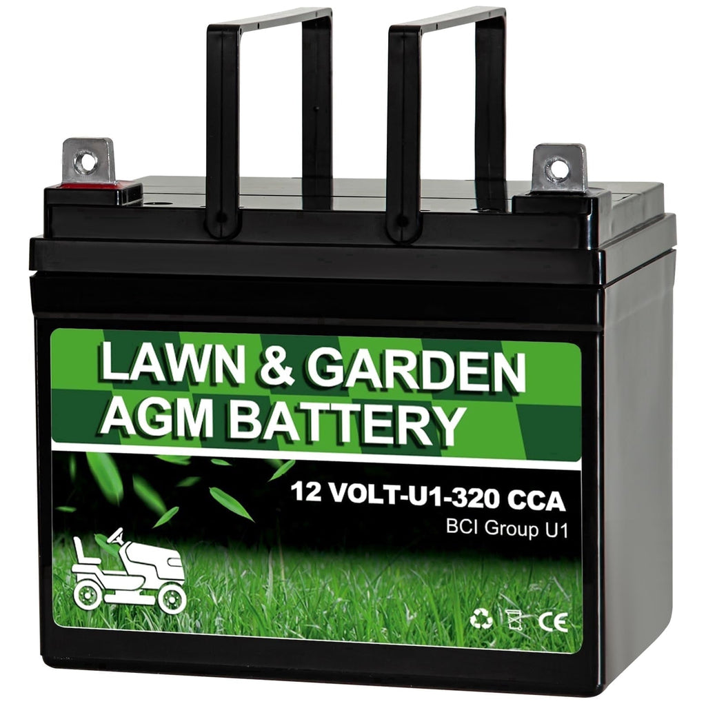 ANLIBATT Lawn Mower Battery AGM Group Size U1 12 Volt 320 CCA BMS Sealed Lead Acid Batteries for John Deere Cub Cadet Garden Tractor Lawnmower