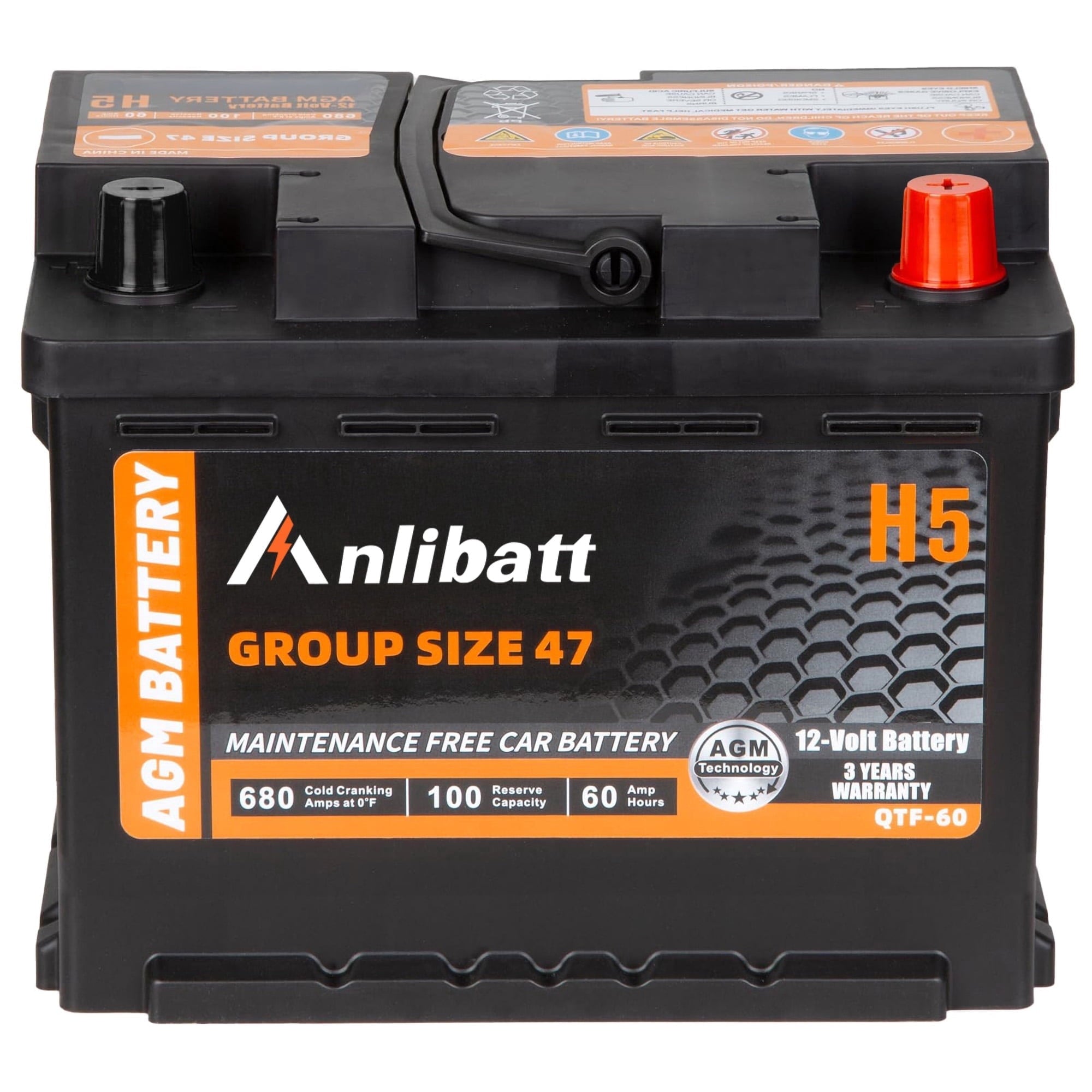 Anlibatt BCI Group 49 Battery, AGM 12 Volt Rechargeable Automotive Batteries for Car, H8 900CCA 95Ah 160RC Maintenance Free