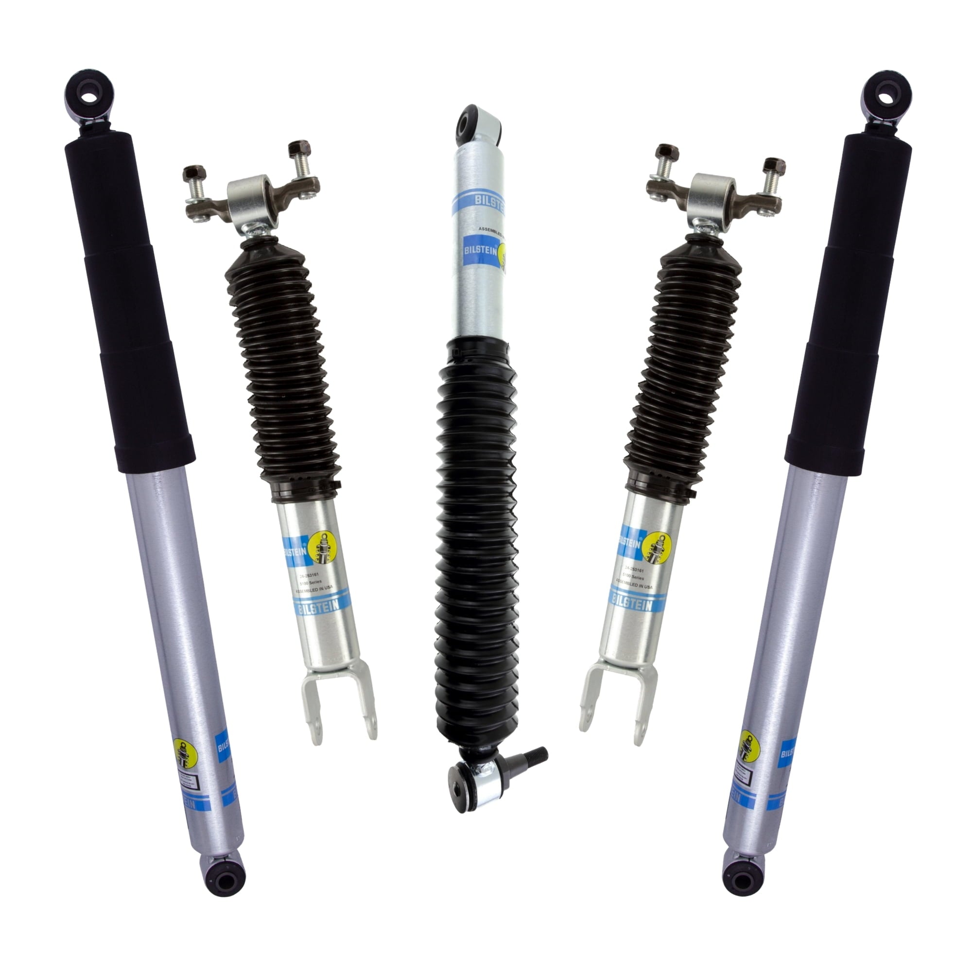 Bilstein Set of Front and Rear B8 5100 Series Shocks with Steering Stabilizer Compatible with 2011-2016 Silverado / Sierra 2500 / 3500 HD with 1.5 Front & 0-1 Rear Lift