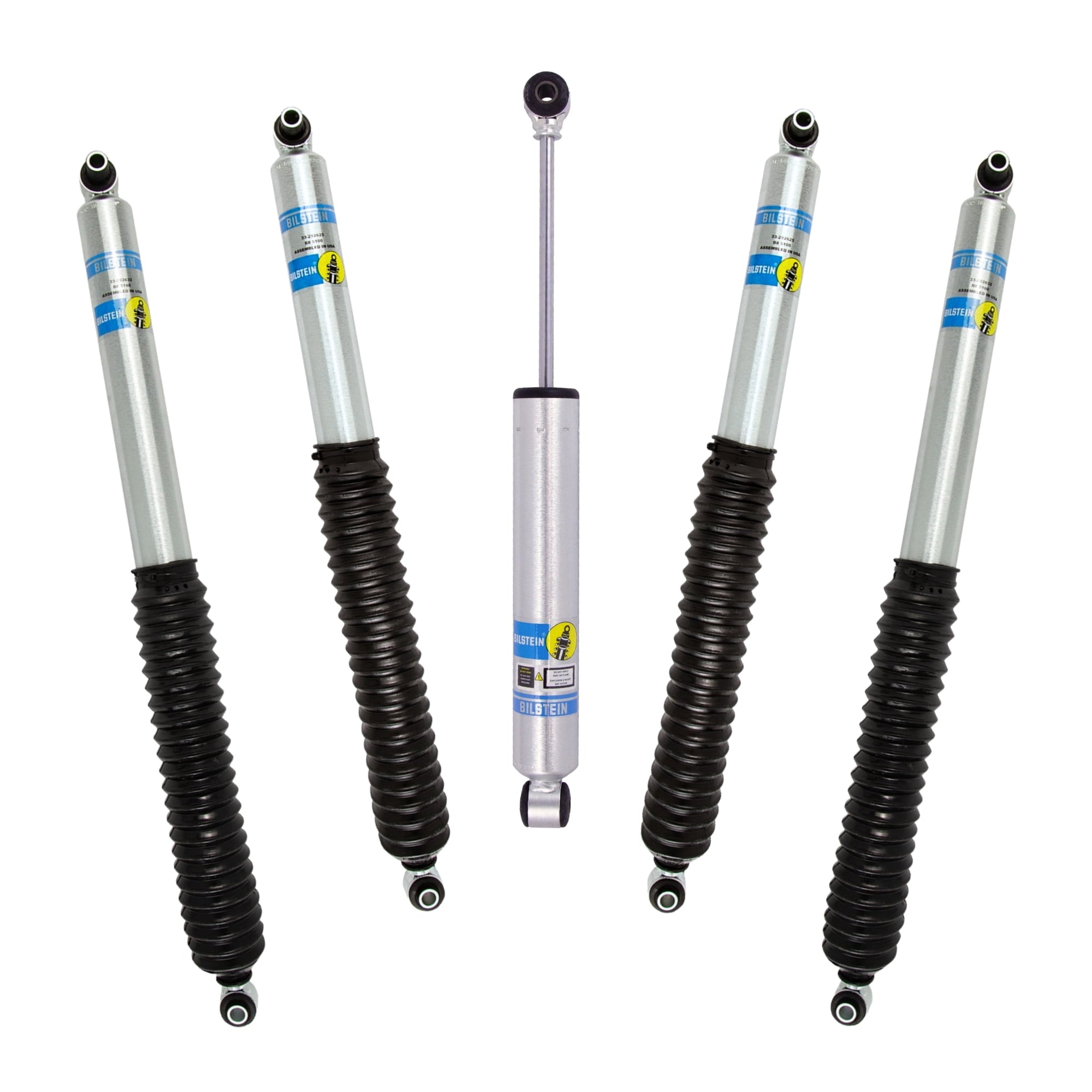 Bilstein Set of Front and Rear B8 5100 Series Shocks with Steering Stabilizer Compatible with 2020-2025 Wrangler with 2-3 Rear Lift