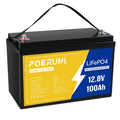 POERUNI 12V 100Ah LiFePO4 Battery Deep Cycle Lithium Iron for RV Solar System Camper