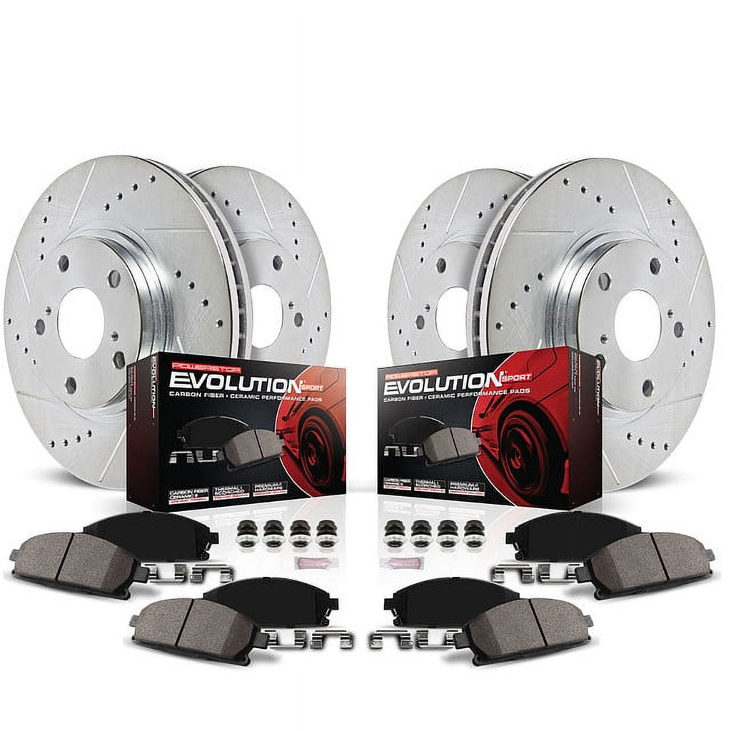PowerStop Front and Rear Z23 Evolution Sport Carbon-Fiber Ceramic Brake Pad and Drilled & Slotted Rotor Kit Fits: CADILLAC SAAB Select Models K5546