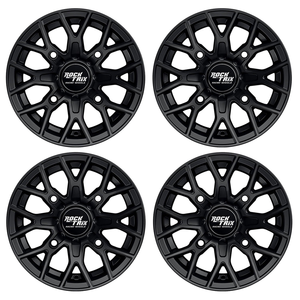 RockTrix RT104 4pc 14in ATV Wheels 4x110 Rims, 14x7, 5+2 Offset, For ATV UTV with IRS (Independent Rear Suspension), Compatible with Honda Kawasaki Yamaha Suzuki 4/110 (Set of 4)