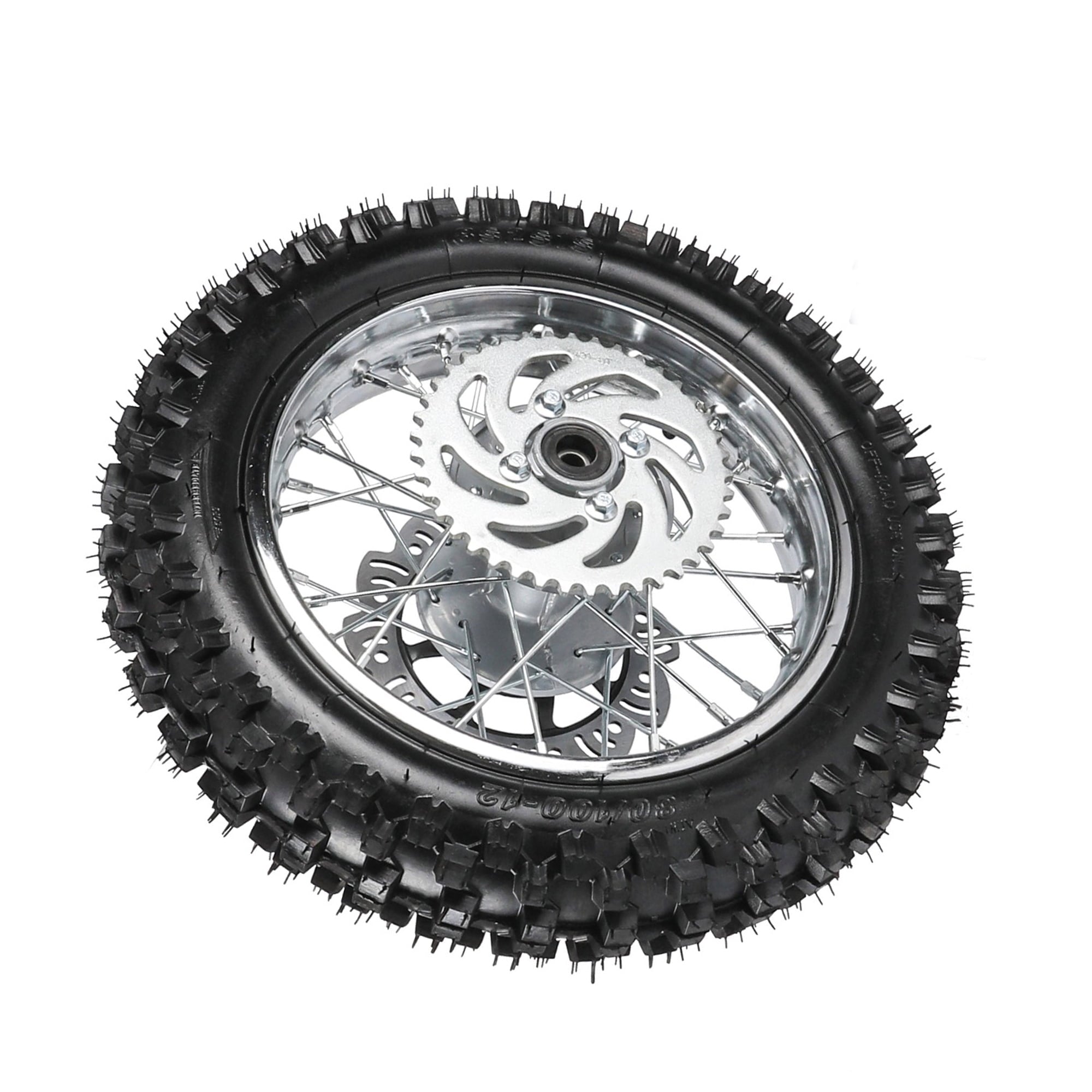 14 12 Complete Wheels Combo Front 60/100-14 + Rear 80/100-12 Wheel Rim 12mm Bearing + 420 Sprocket + Disc Brake Assembly for Dirt Pit Bike SSR Apollo Coolster 110cc 125cc XR70 KX65