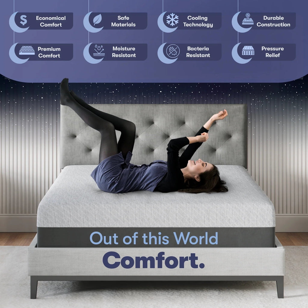 Celestial Sleep Gel Memory Foam Mattress in a Box, Made in The USA, CertiPUR-US, Oeko-Tex, and Fiberglass-Free Certified Bed, 12 inch Medium Soft - Split King